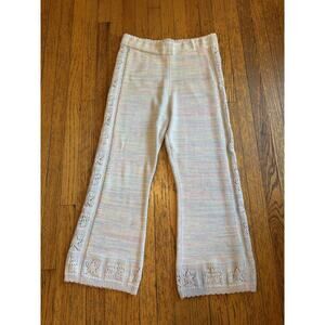 LoveShackFancy Pants Womens XL Pastel Knit Star Crochet Trim Wide Leg Lounge
